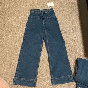BRAND NEW!! &Other stories Wide Leg Patch jeans, Organic Cotton, Mid Blue,